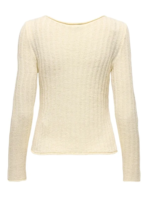 Rib Knit Rolled Hem Sweater