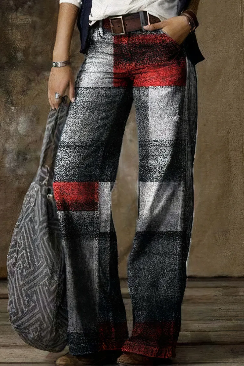 Allover Print Wide Leg Pants Without Belt