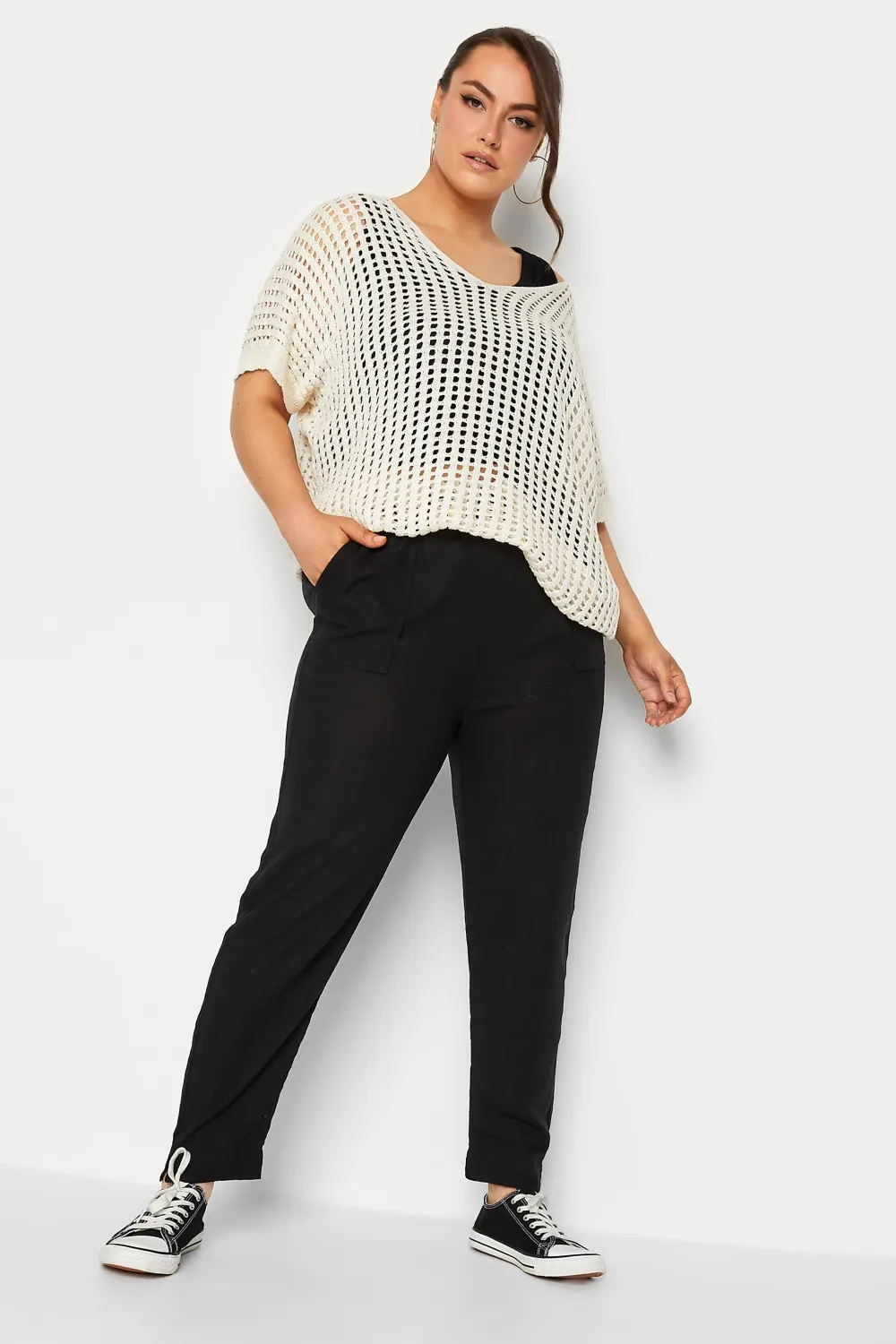 YOURS Curve White Linen Joggers