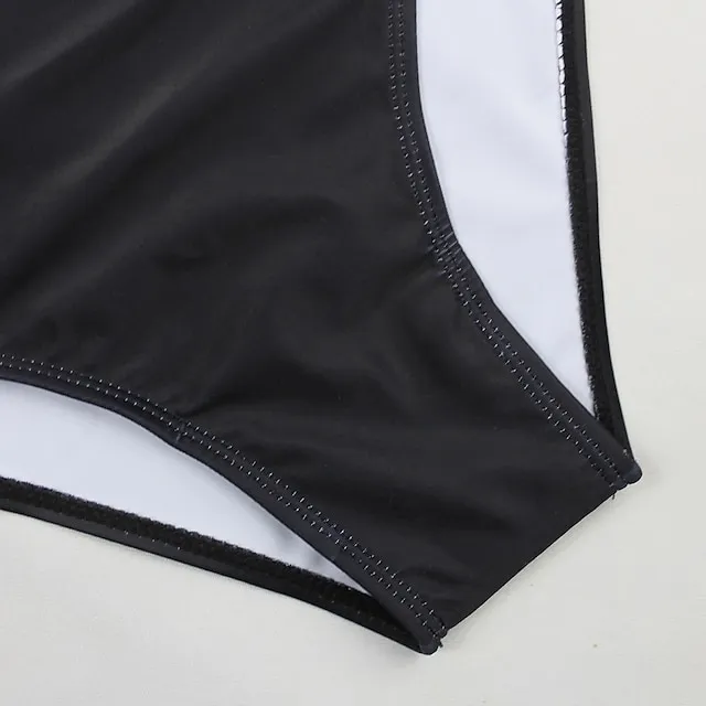 Women's One Piece Swimsuit Backless Vintage Bodysuit Bathing Suit Swimwear White Blue Breathable Quick Dry Lightweight Swimming Surfing Beach Spring Summer