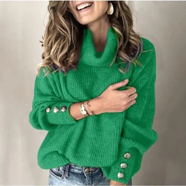 Women's Sweatshirt Sweater Pullover Basic Pinck Black White Solid Color Street Casual Pile Neck Long Sleeve Top Micro-elastic Fall & Winter