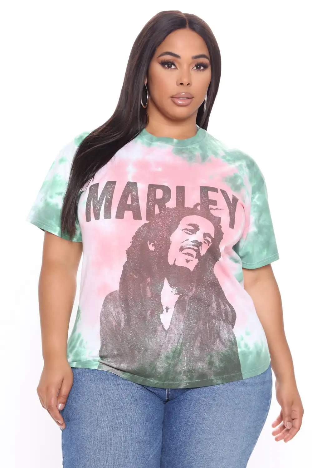 Bob Marley Tie Dye Top - Green/combo