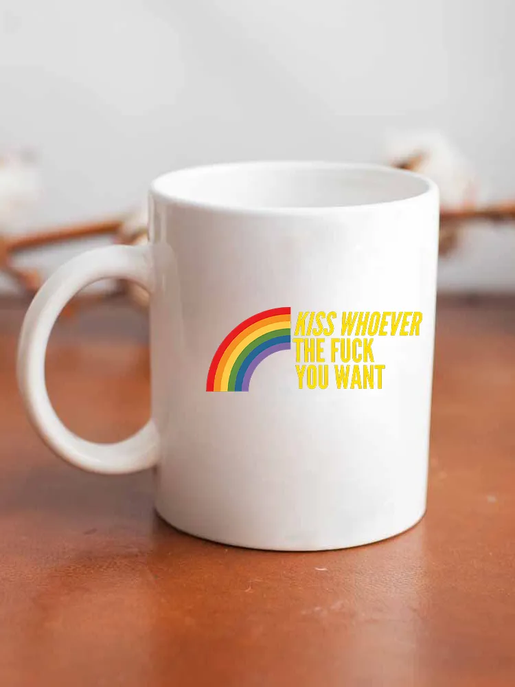 Kiss Whoever The Fuck You Want Letter Printed Double-Sided Mug