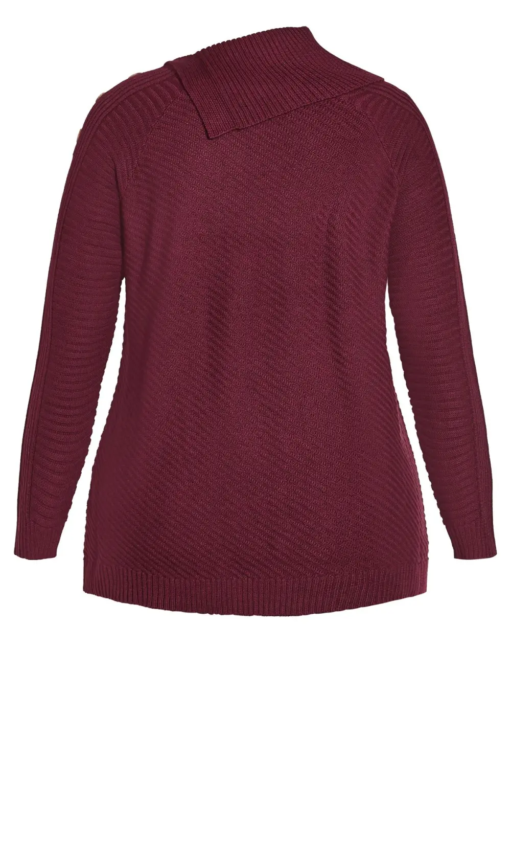 Evans Plum Turtle Neck Button Detail Jumper