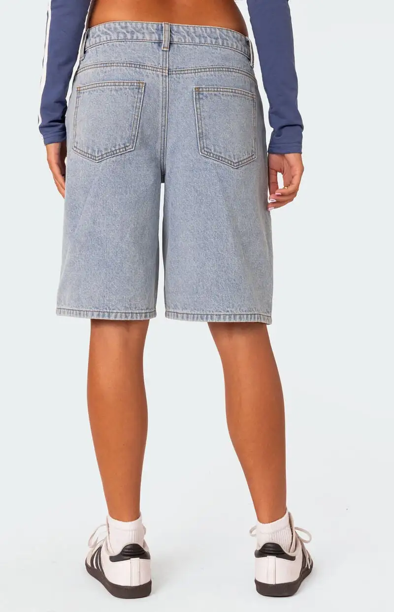 Edikted Jacqui Low Rise Denim Bermuda Shorts