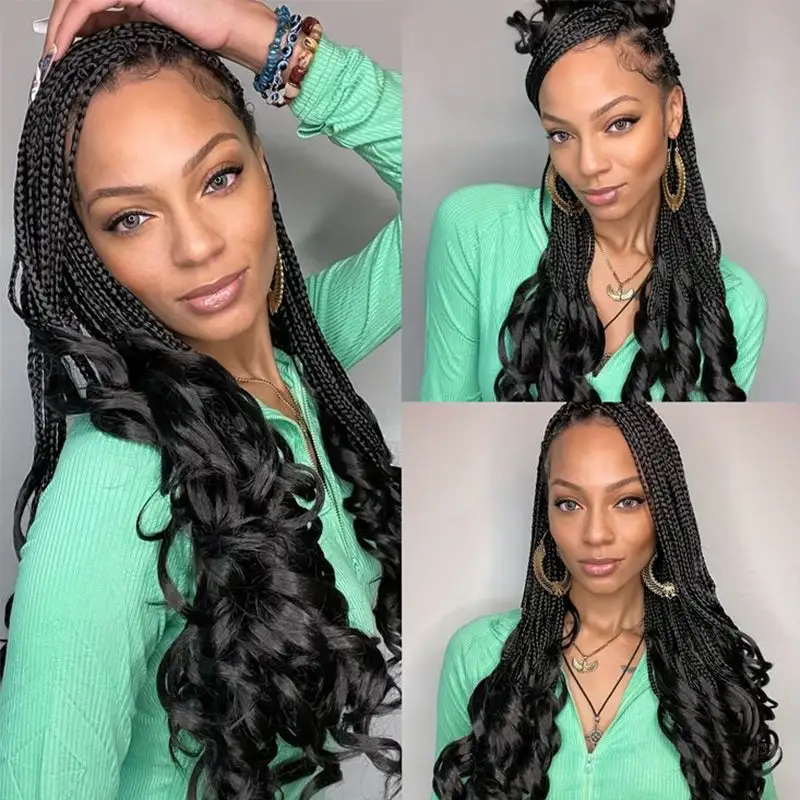 Crochet French Curls Human Hair Crochet Boho Box Braids Human Hair Curls Ends, Reusable Hair