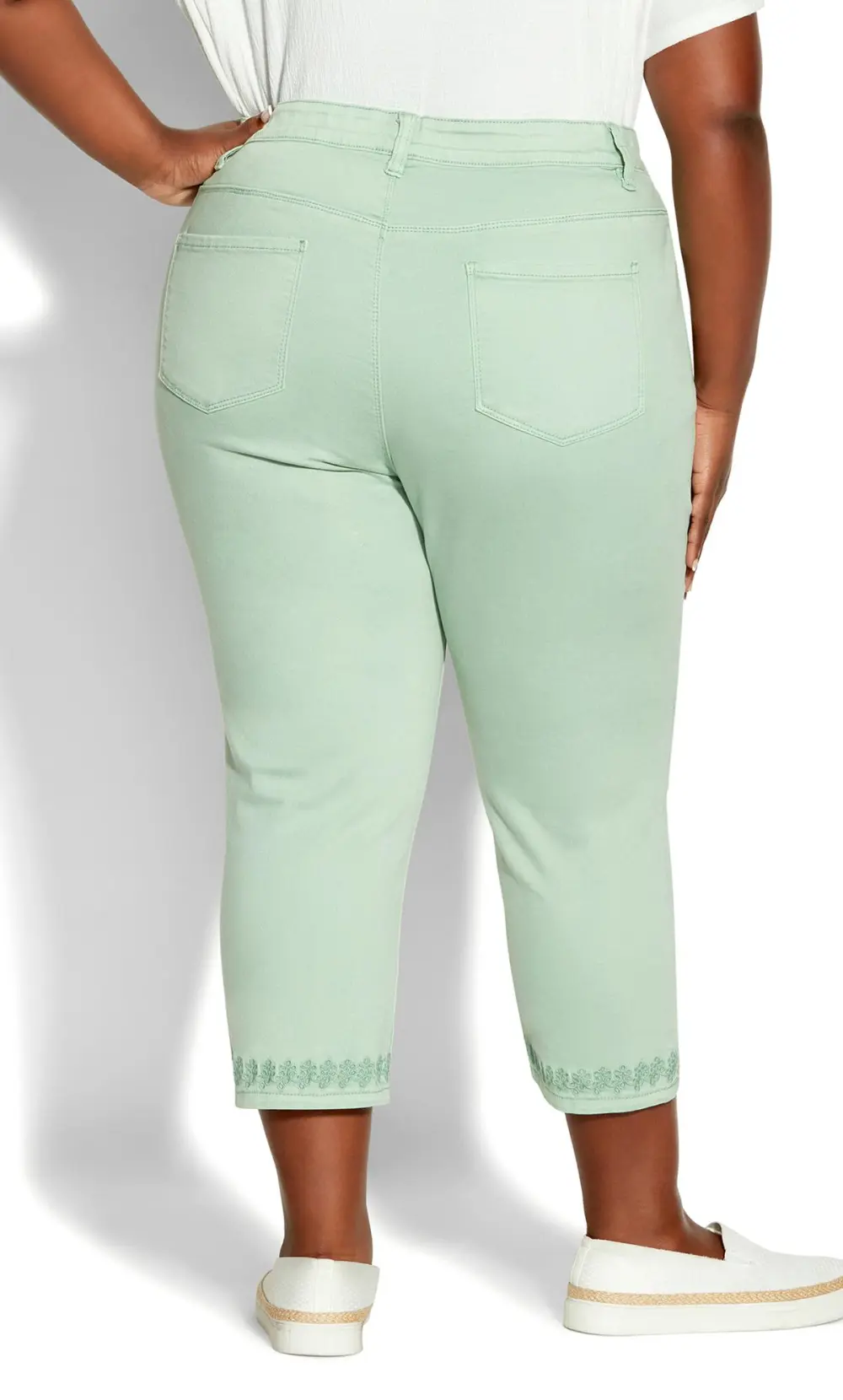 Evans Mint Green Embrioded Cropped Jeans