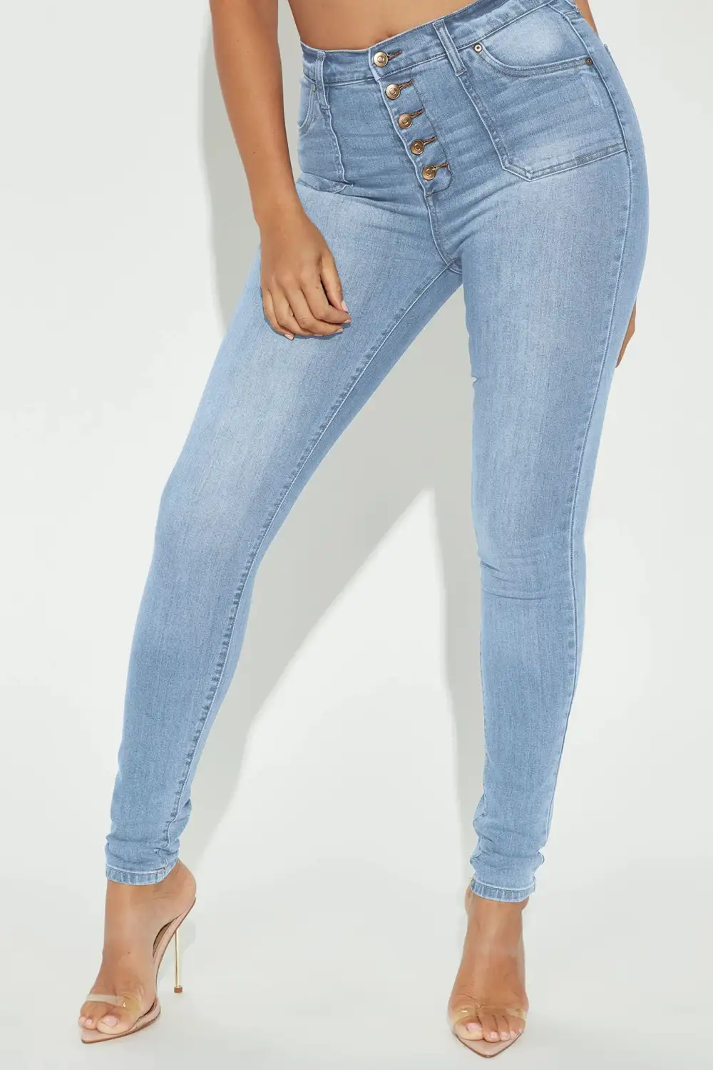 Tall Nequita High Rise Skinny Jeans - Light Blue Wash