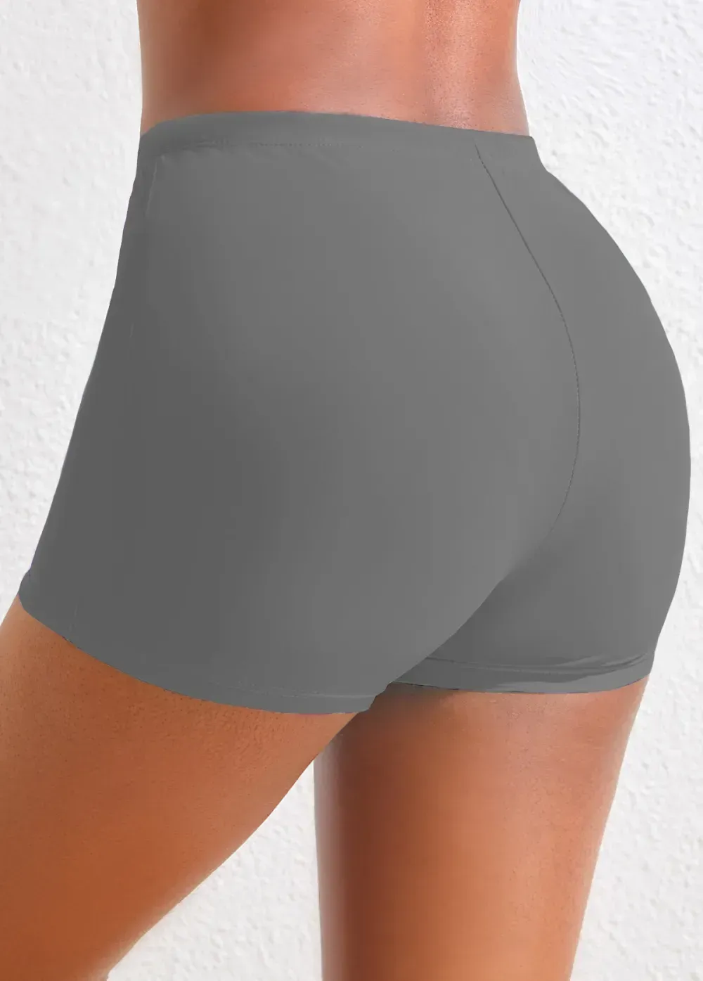 Black Mid Waisted Elastic Detail Swimwear Shorts