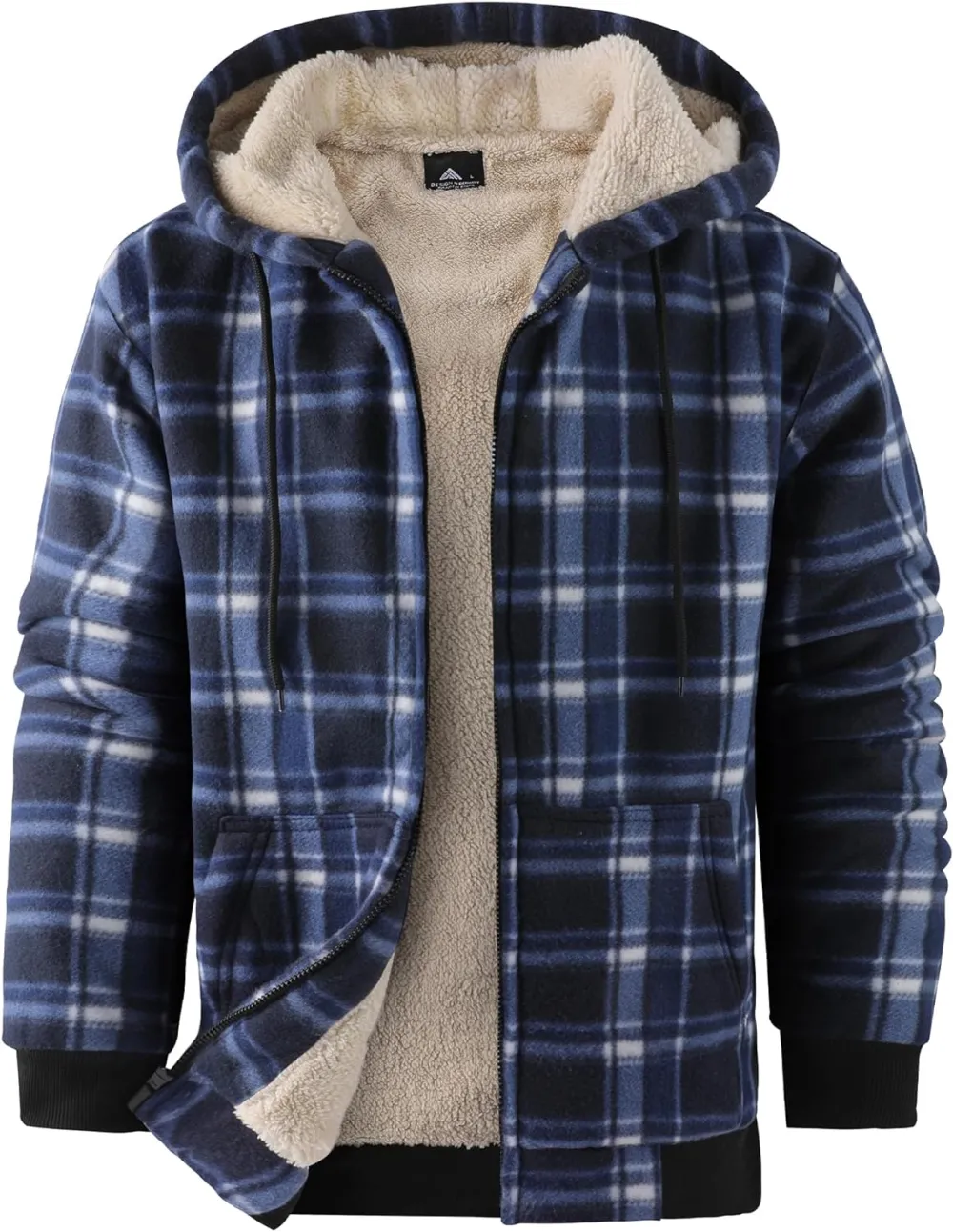 Mens Plaid Flannel Sherpa Lined Fleece Jackets