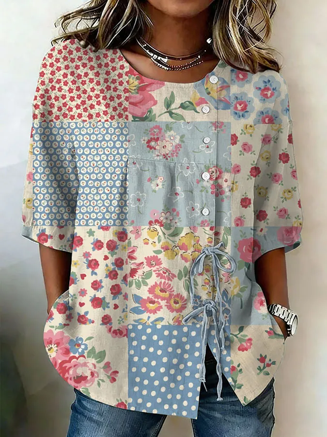 Women'S Floral Art Printed Casual Shirt