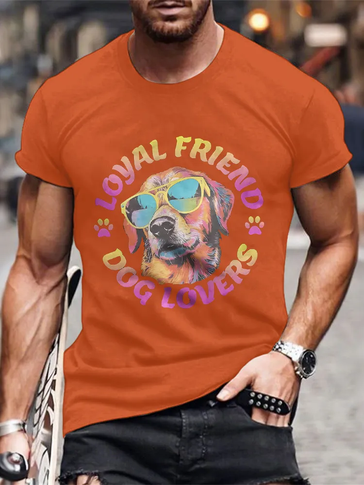 Men'S Round-Neck Short-Sleeved T-Shirt Loyal Friend Dog Lovers Prints