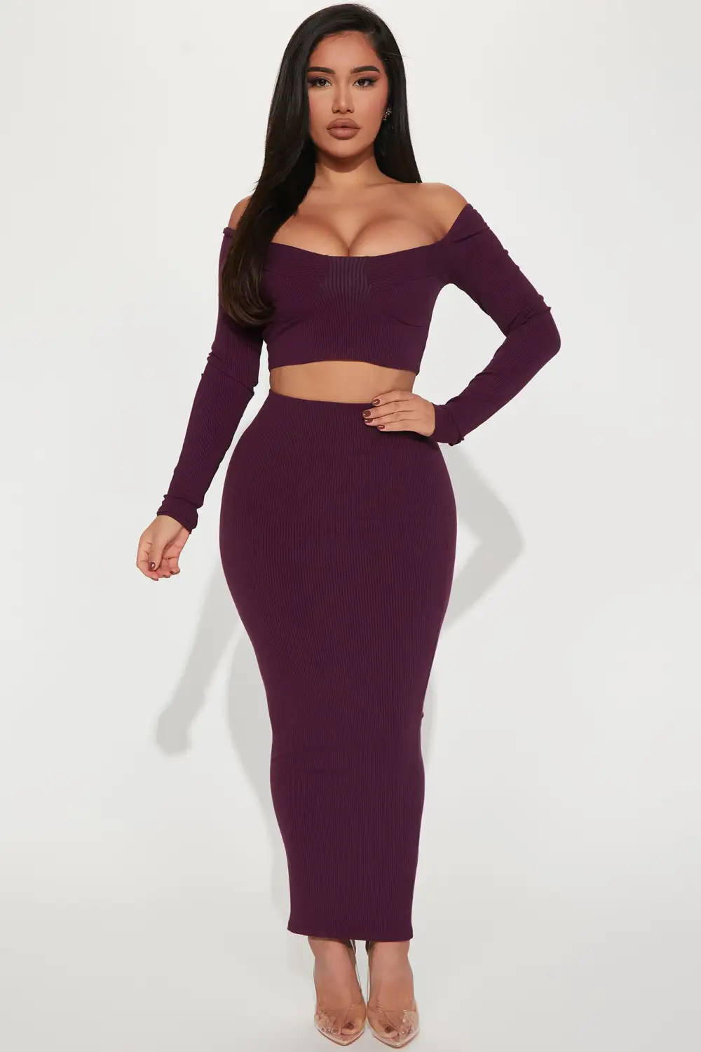 Sasha Snatched Skirt Set - Plum