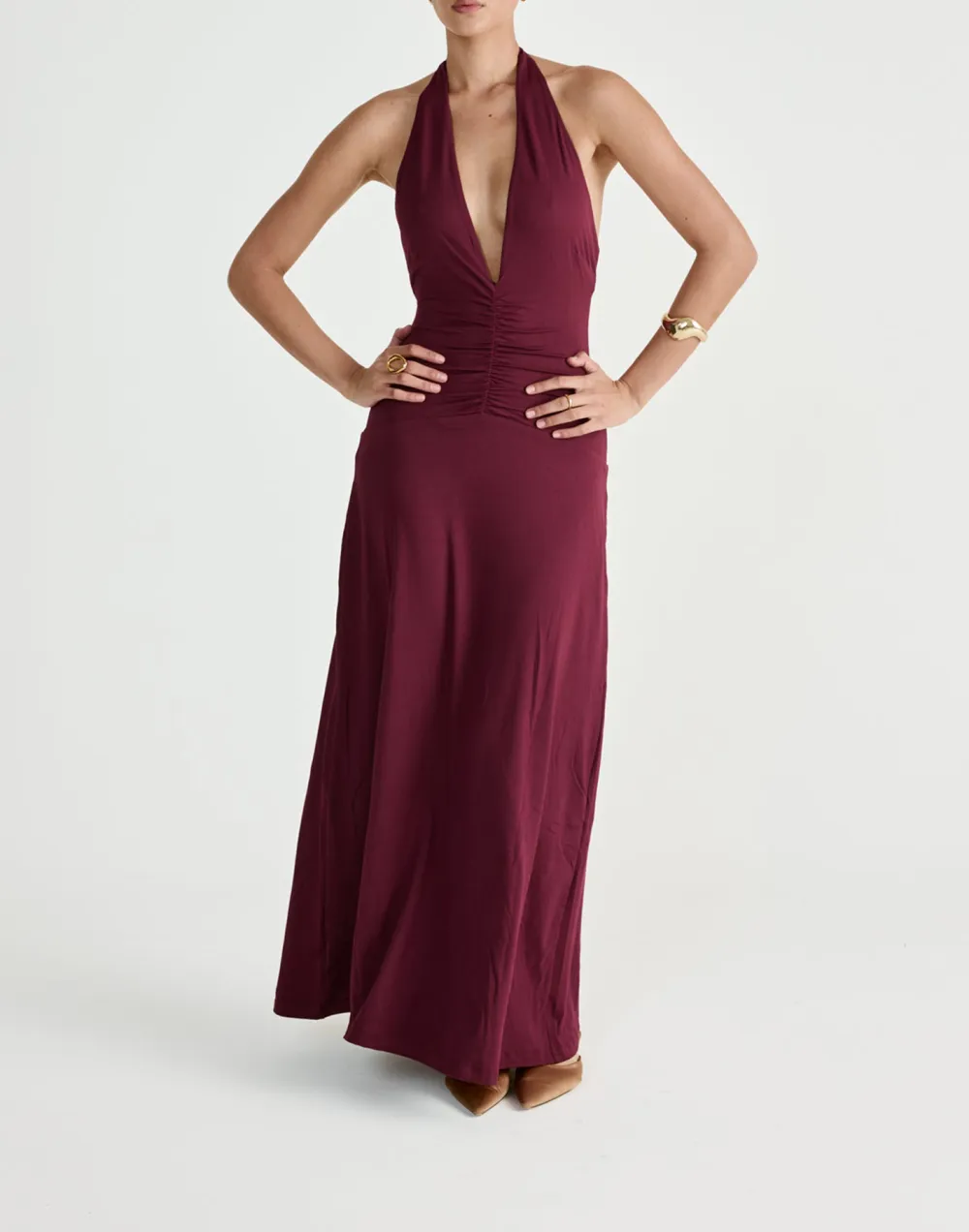 High-End Drape Halter Dress