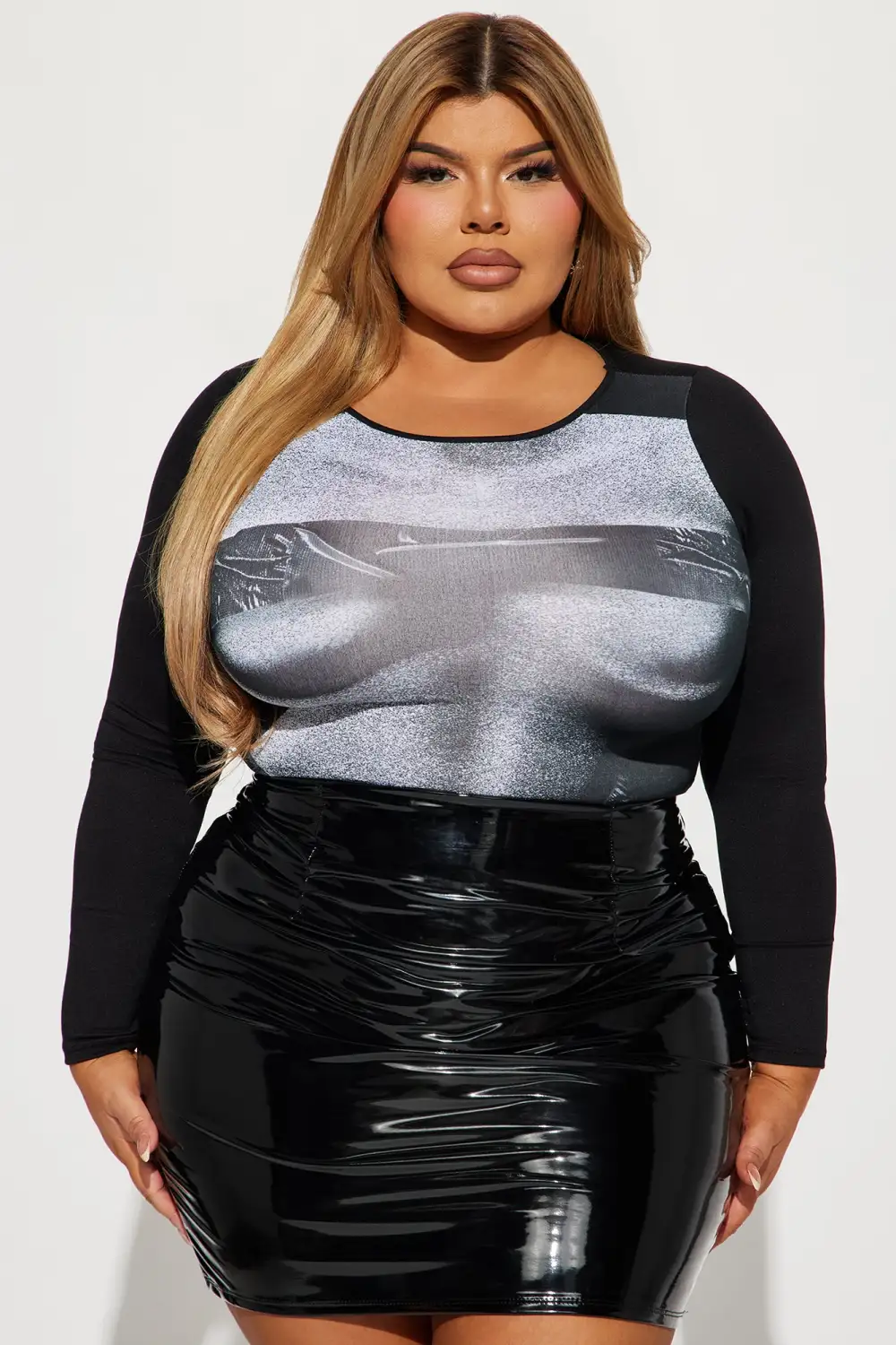 Simple Pleasures Long Sleeve Bodysuit - Black/combo