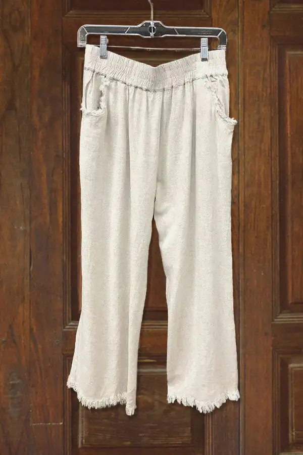 Solid High Waist Wide Leg Loose Pants