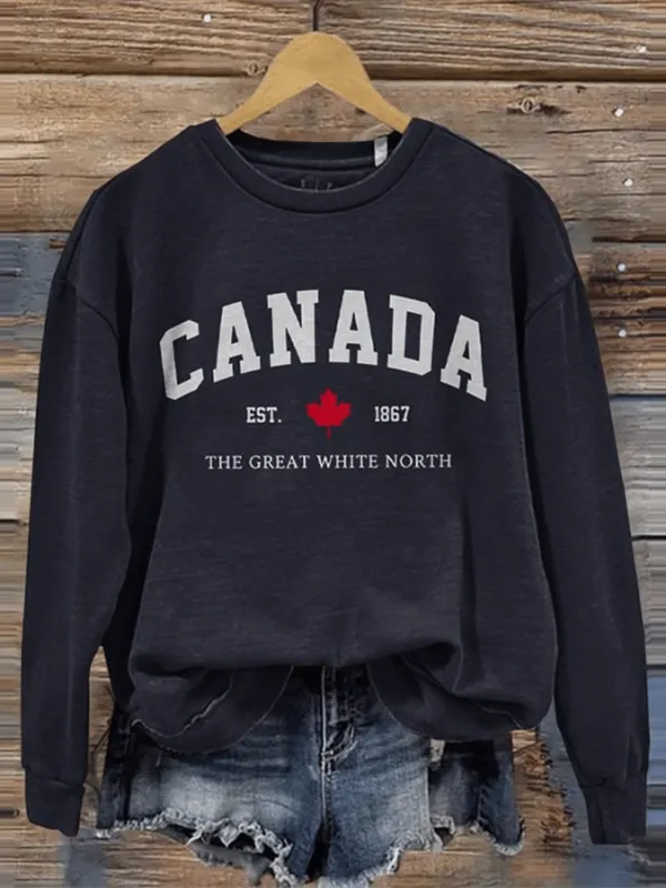 Women's Canada The Great White North Print Crewneck Sweatshirt
