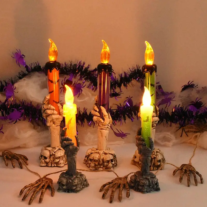 Halloween LED  Skeleton Holding Candle Light Party Haunted House Bar Home Decor Horror Props  Lantern Halloween  Decor  2023