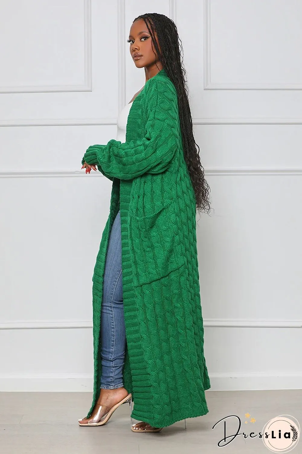 Winter Crochet Loose Long Twist Sweater Cardigan
