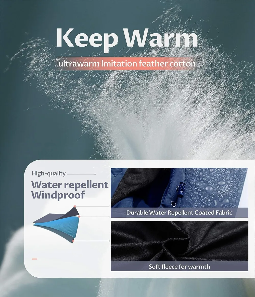 US Women's Winter Hooded Coat Waterproof Warm Long Puffer Jacket Parka