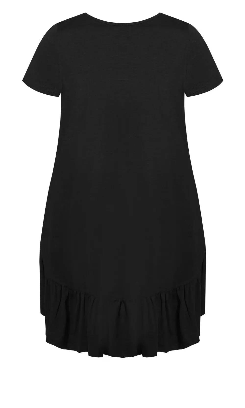 Evans Black Ruffle Drape Pocket Tunic Dress