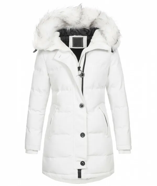 Fashion ladies parka coat with fur collar（⚡Clearance Sale）