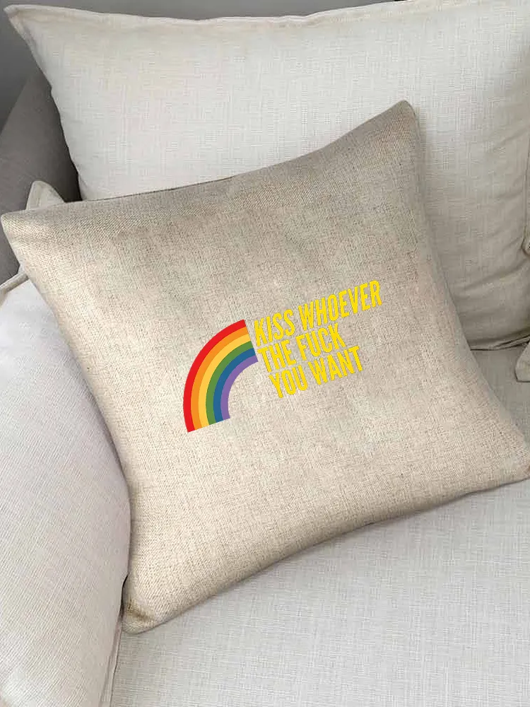 Linen Throw Pillow With Kiss Whoever The Fuck You Want Pillow