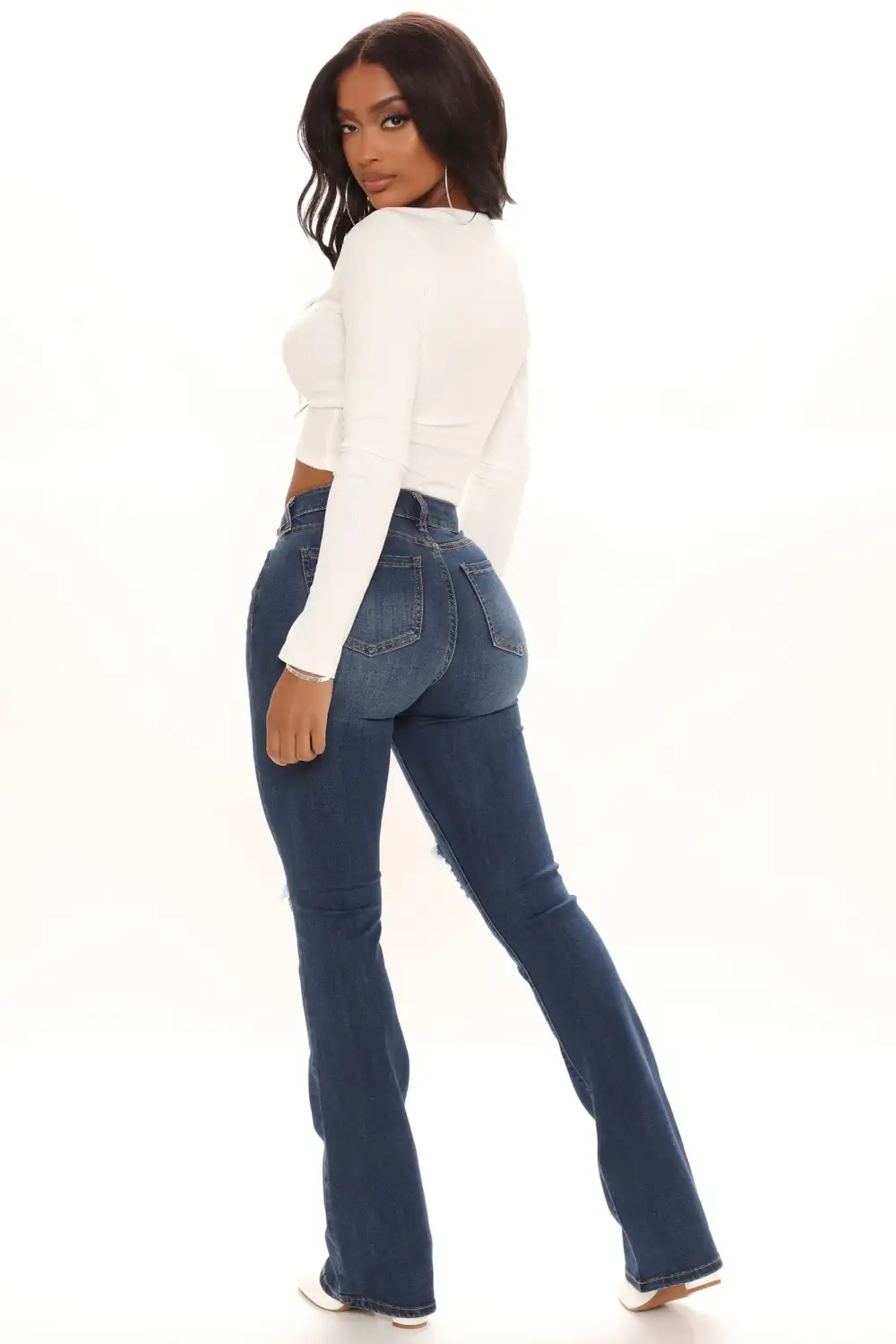 Jessie Mid Rise Distressed Bootcut Jean - Dark Wash