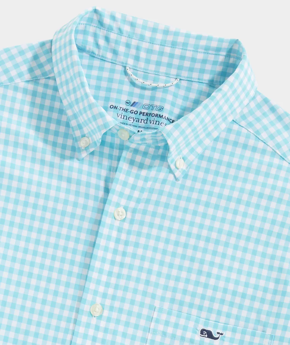 On-The-Go Nylon Short-Sleeve Gingham Shirt