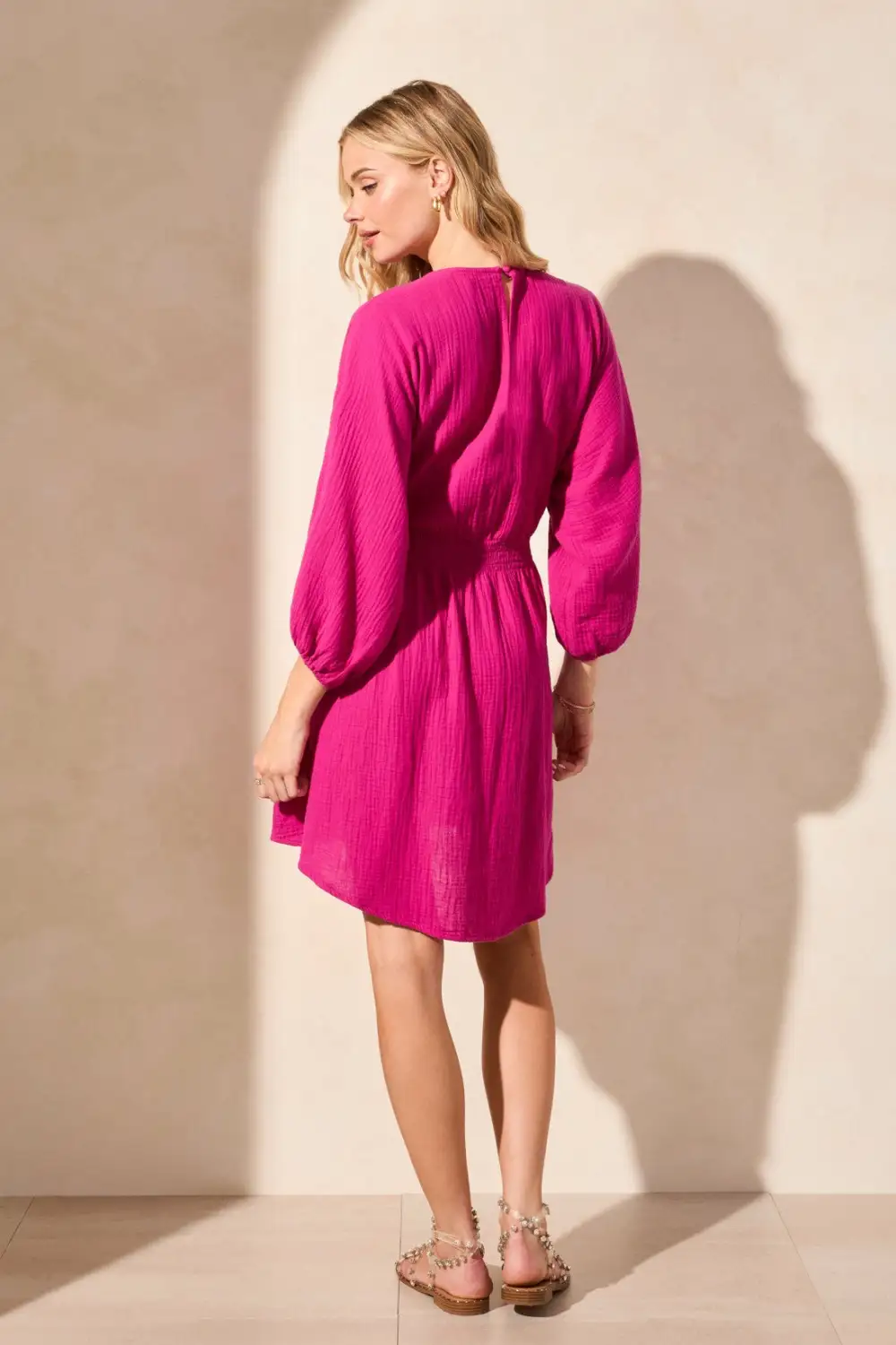 Smocked Puff Sleeve Dress-Passion Fruit
