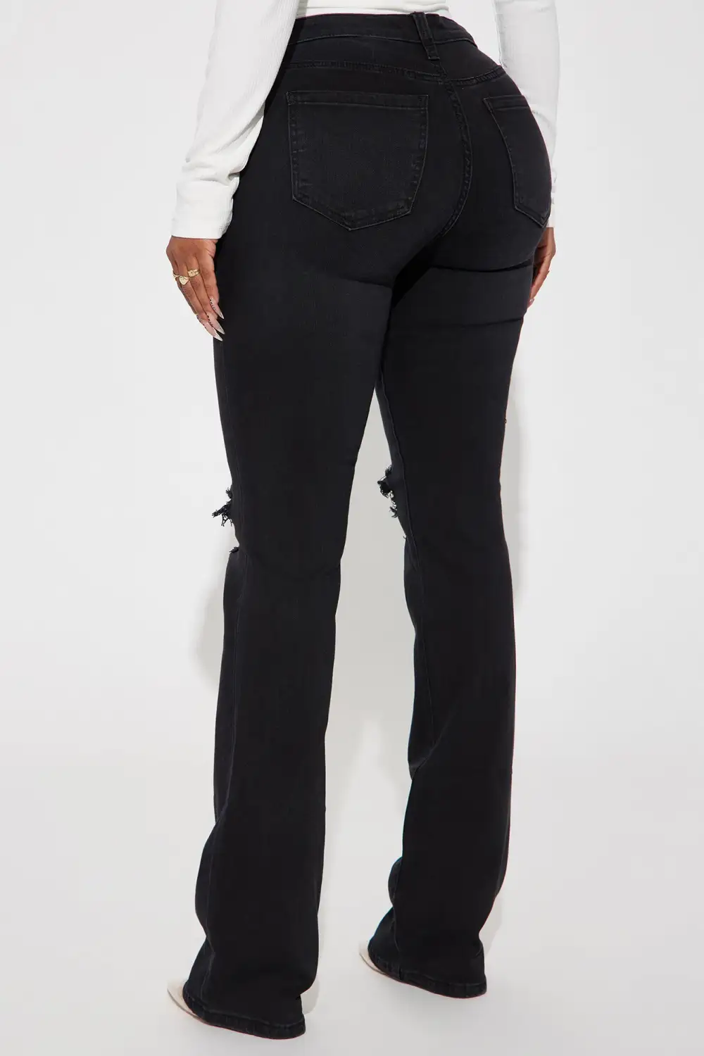 Jessie Mid Rise Distressed Bootcut Jean - Black