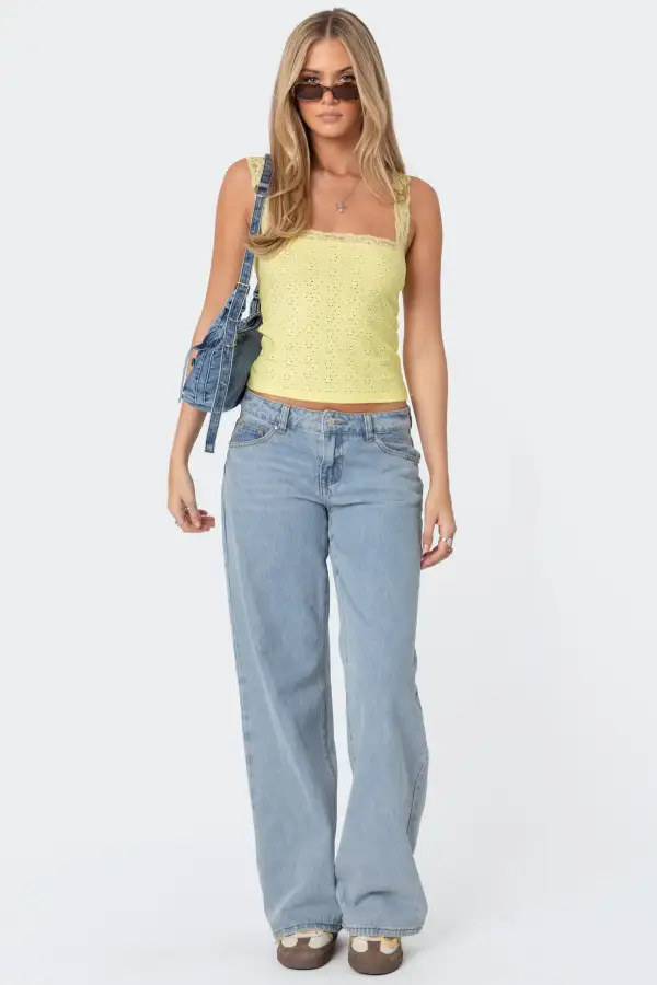 Virginia Lace Trim Eyelet Tank Top