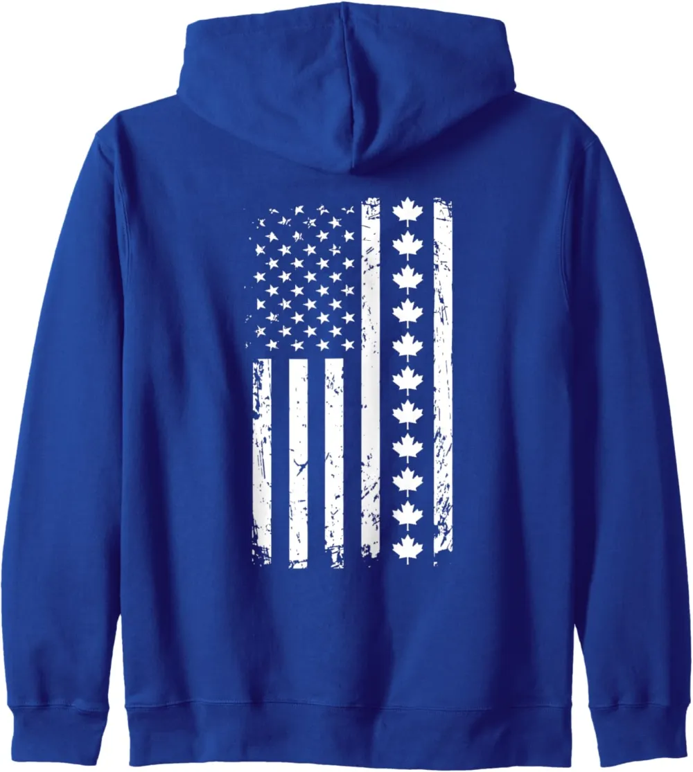 51st State Flag of America Oh Canada Welcome Maple Leaf Zip Hoodie