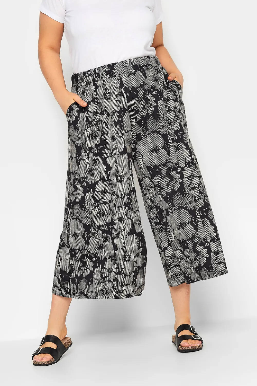 YOURS Curve Black Stretch Jersey Culottes