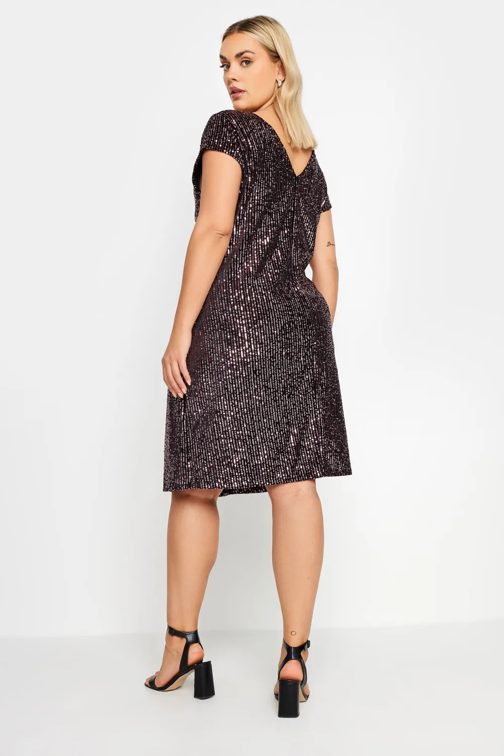 YOURS Curve Purple Sequin Embellished Velvet Midi Dress