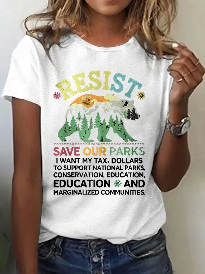 Women'S Support Our National Parks Printed T-Shirt