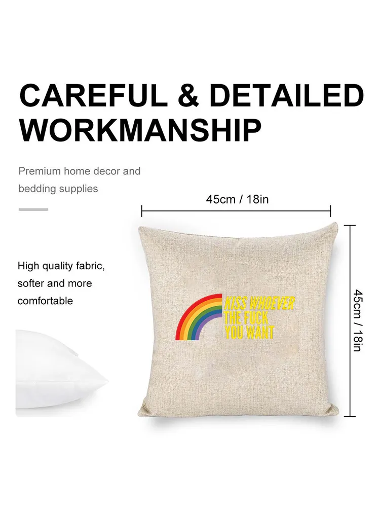 Linen Throw Pillow With Kiss Whoever The Fuck You Want Pillow