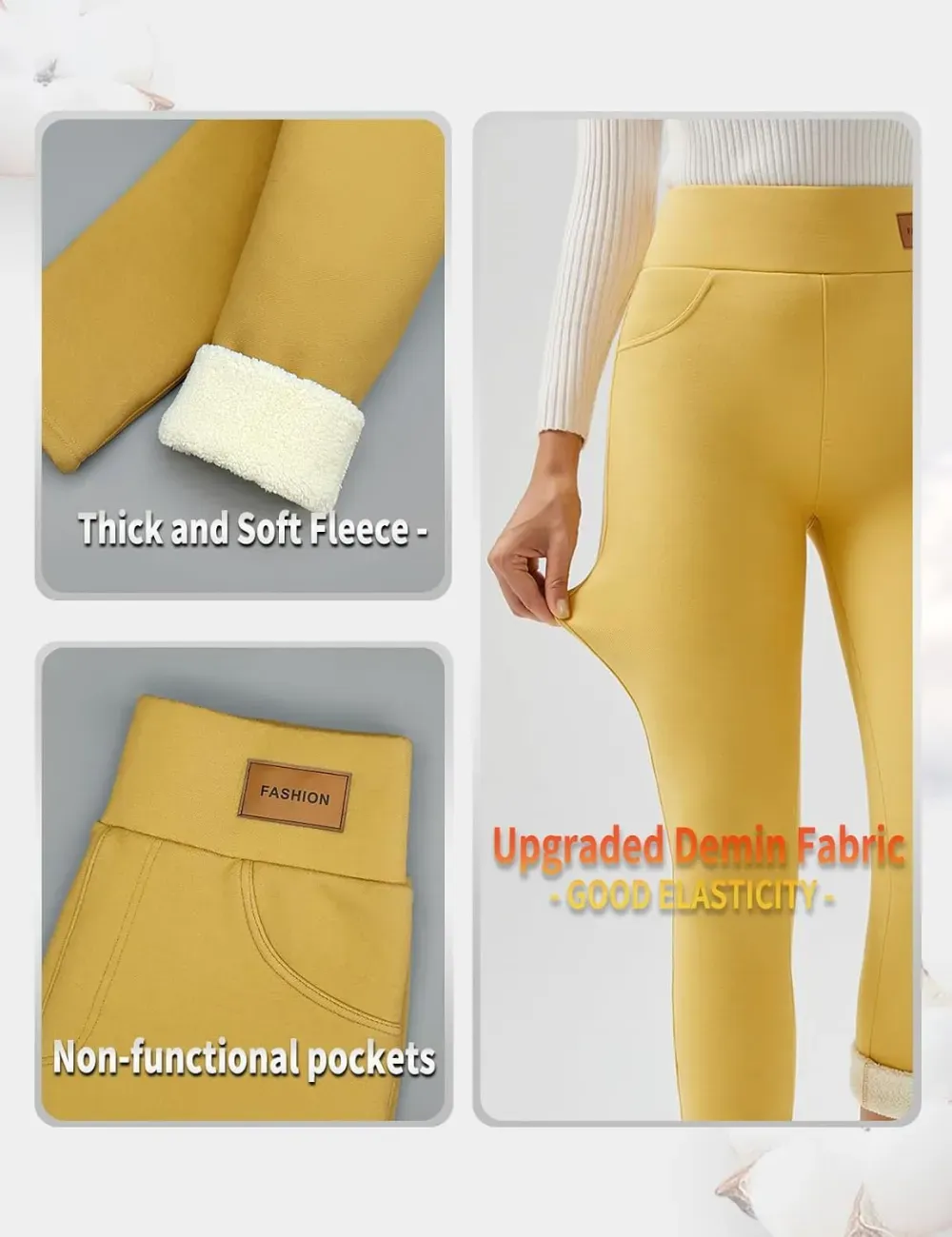 Women Winter Warm Thick Leggings Fleece Lined Stretchy Soft Thermal Sherpa Pants High Waist Tights