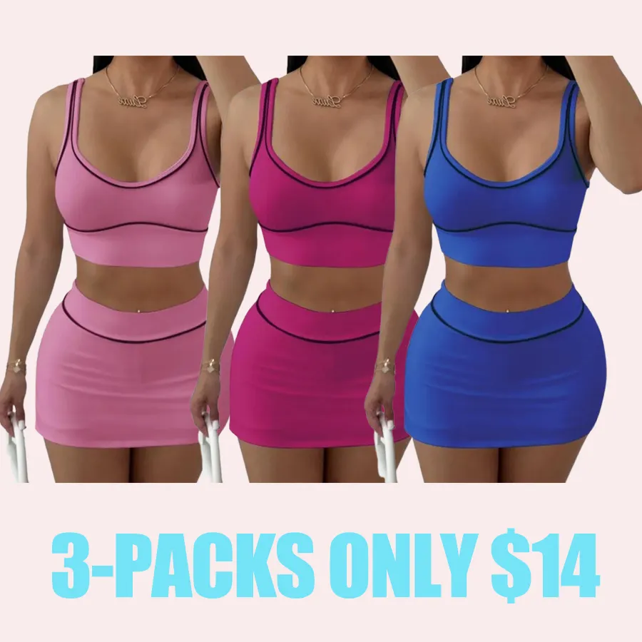 Two-piece Set Women's  Crop Tank Top & Skirt