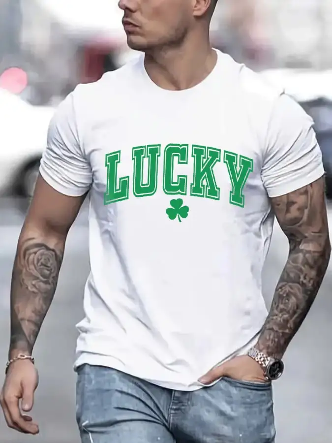 Men's St. Patrick's Day Lucky Shamrock Casual Tee