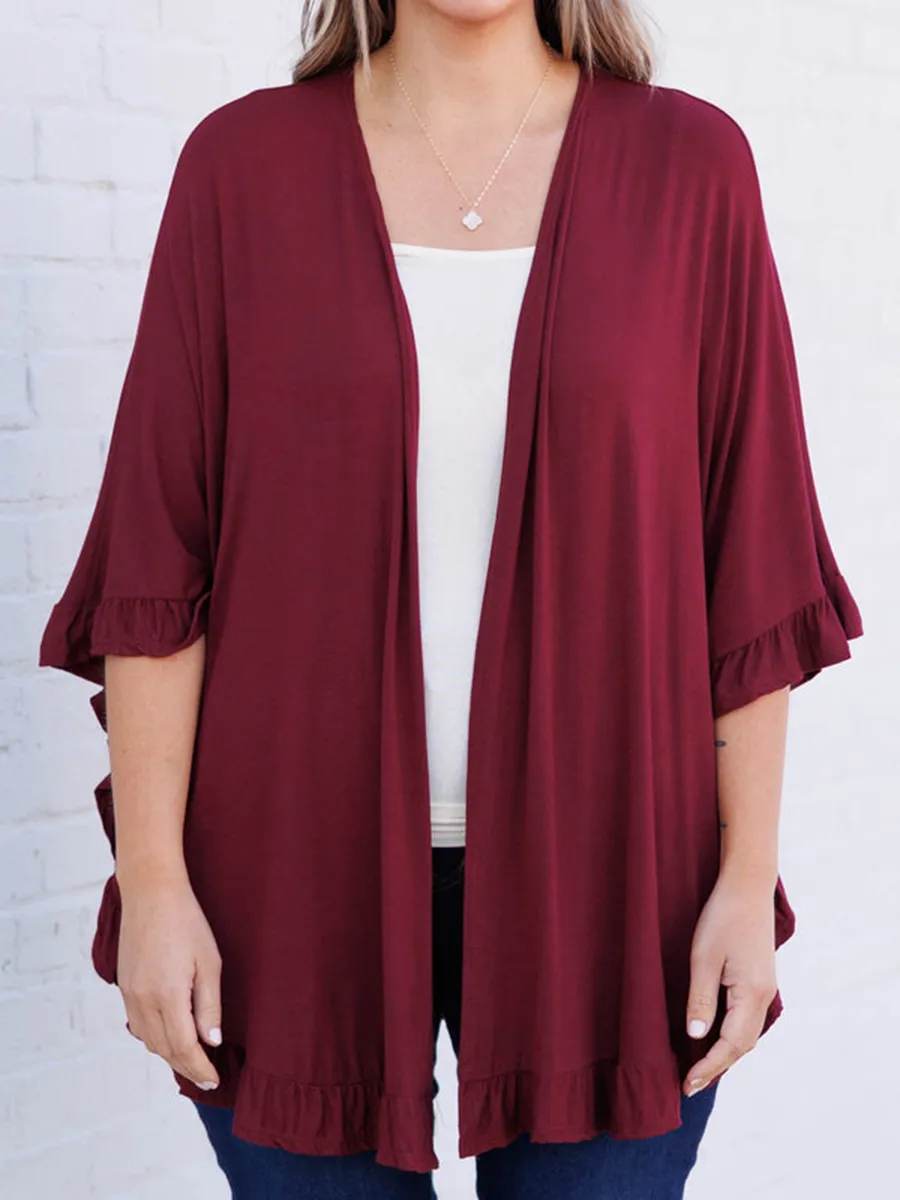 一个分类-Wooden ear edge circular hem cardigan