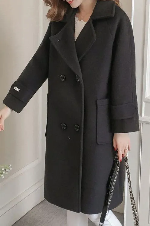Faux Woolen Double Face Lapel Coat