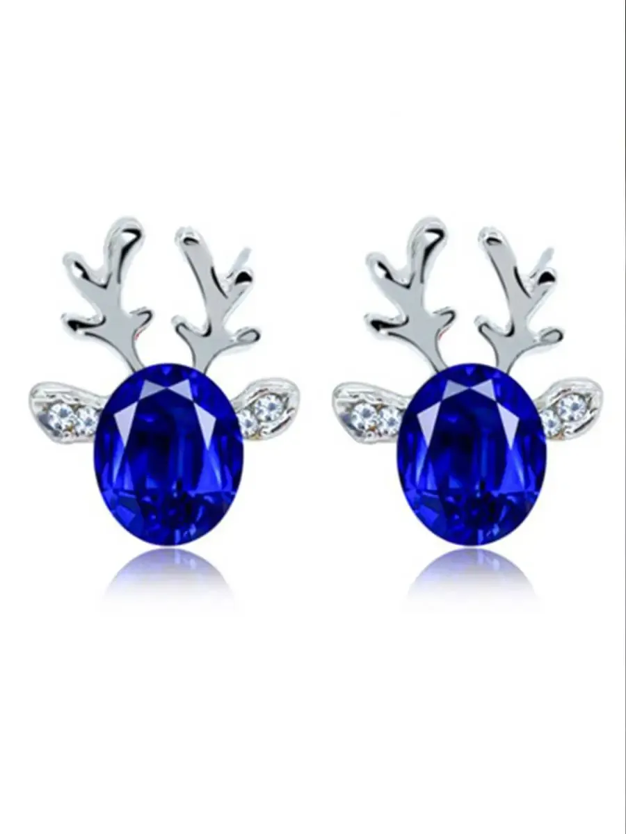 Christmas Crystal Jewel Antler Earrings