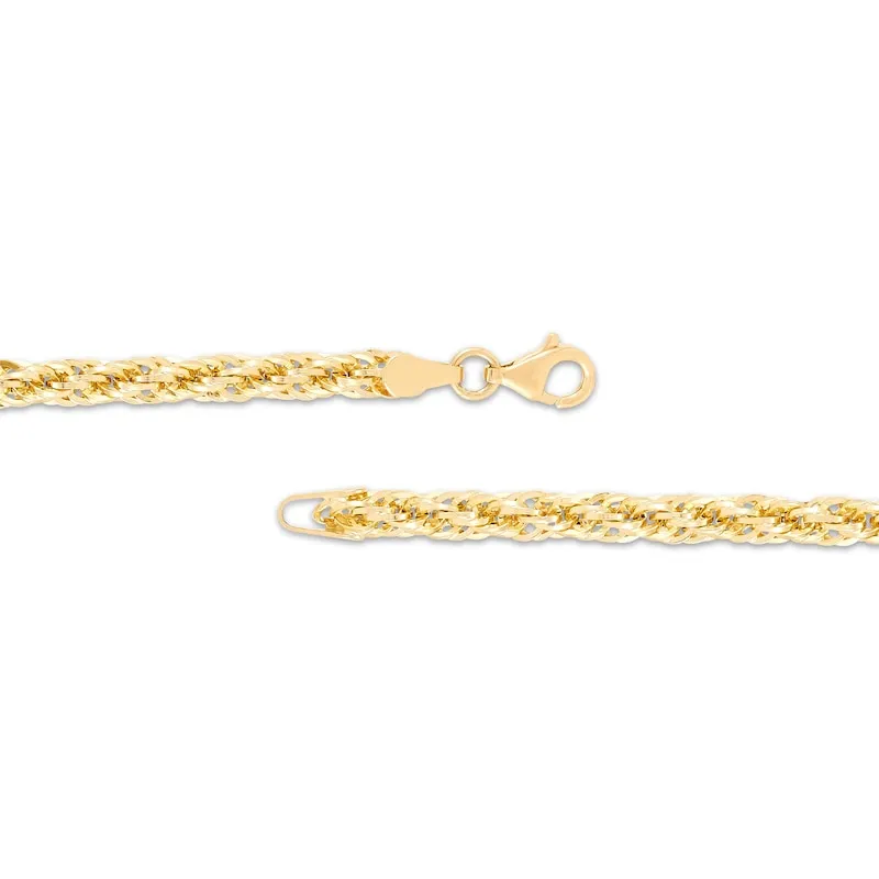 Hollow Rope Chain Bracelet 10K Yellow Gold 7.5