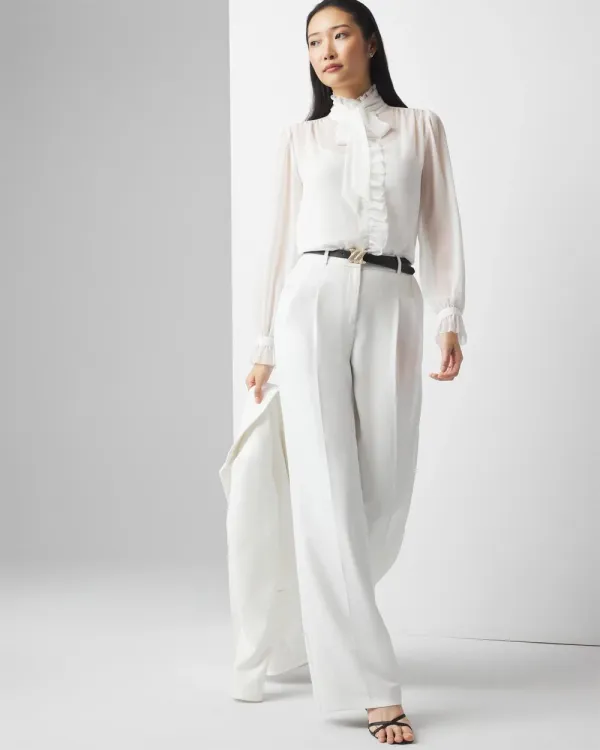 Petite Chiffon Ruffle Shirt
