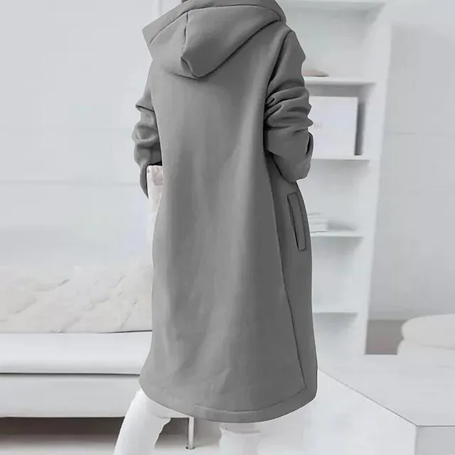 Women's Zip Hoodie Sweatshirt Fleece Sports Streetwear Pullover Pocket Drawstring Zip Up Black Pink Red Solid Color Street Casual Hoodie Long Sleeve Top Fleece lined Micro-elastic Fall & Winter