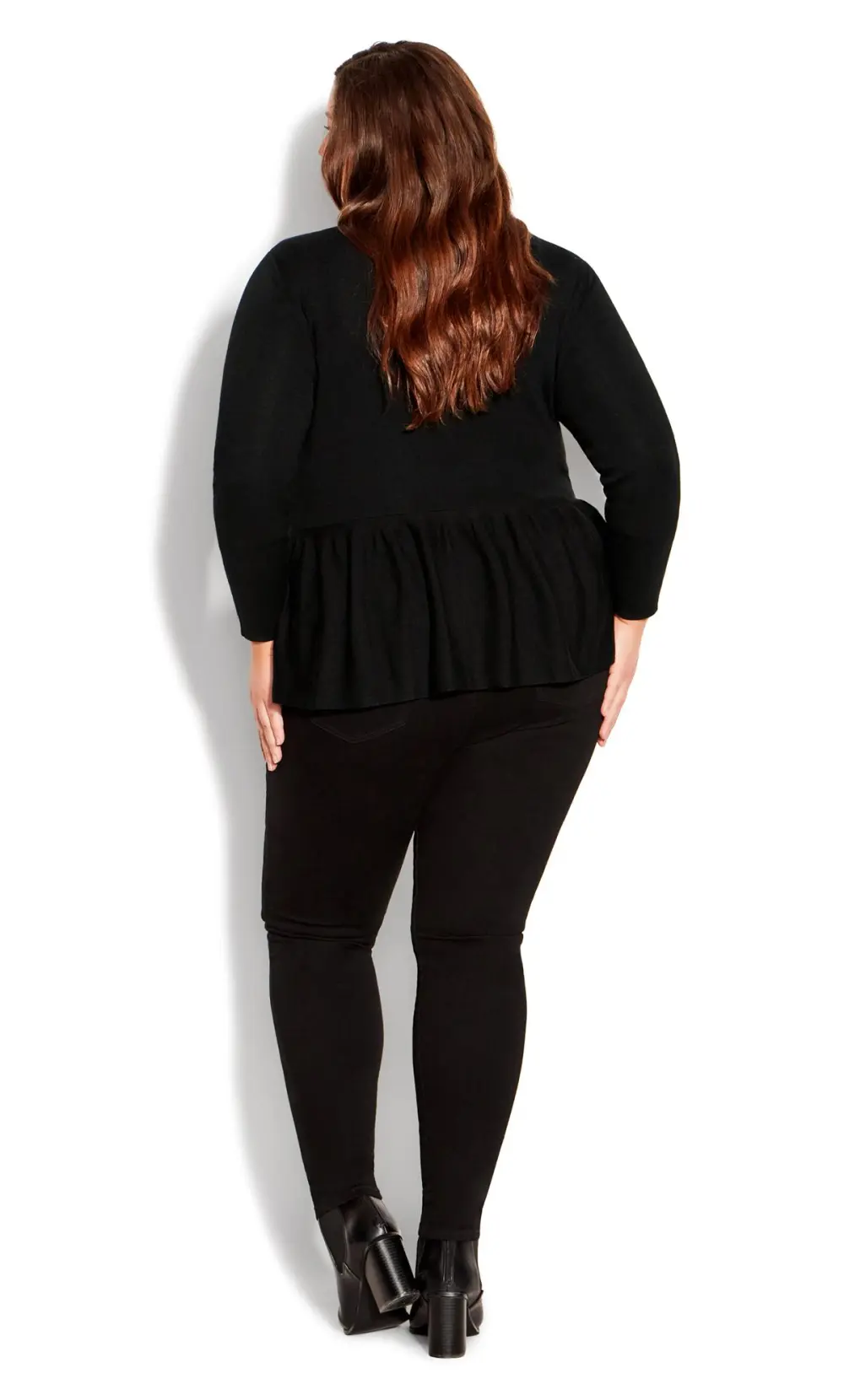 Evans Black Zip Front Frill Cardigan