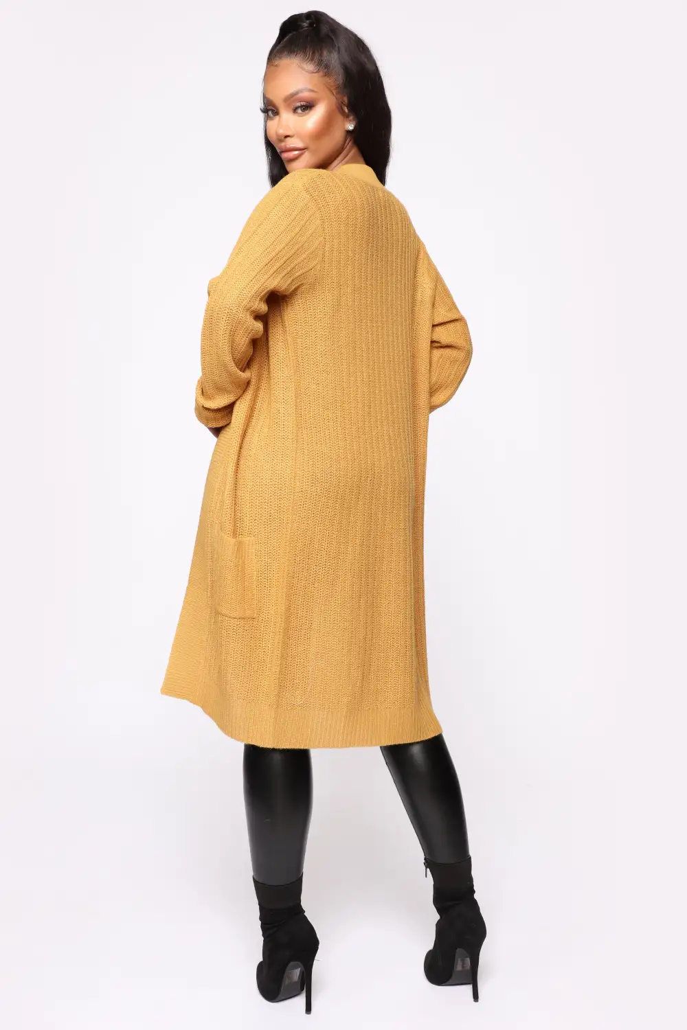 Throw It On Ribbed Cardigan - Mustard