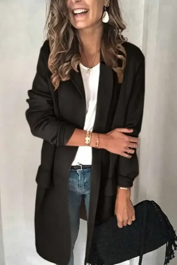 Solid Color Long Sleeve blazer(6 Colors)