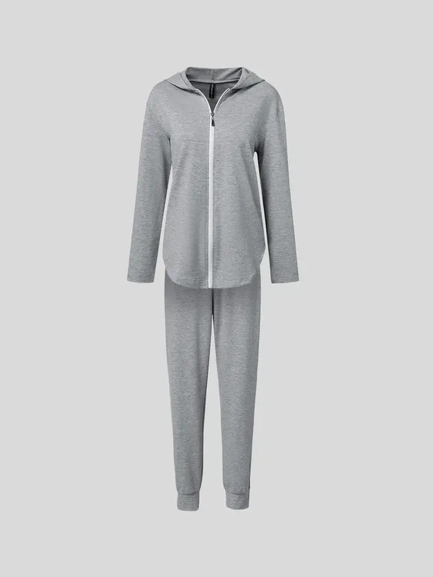 5 Colors ! Women's plain casual loose zipper hooded lightweight Two Piece Sets